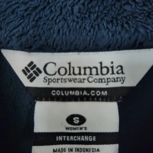 Columbia Blue Aqua Plush Fleece Zip Jacket Women’s Small Soft Warm Cozy Layer - Picture 6 of 12